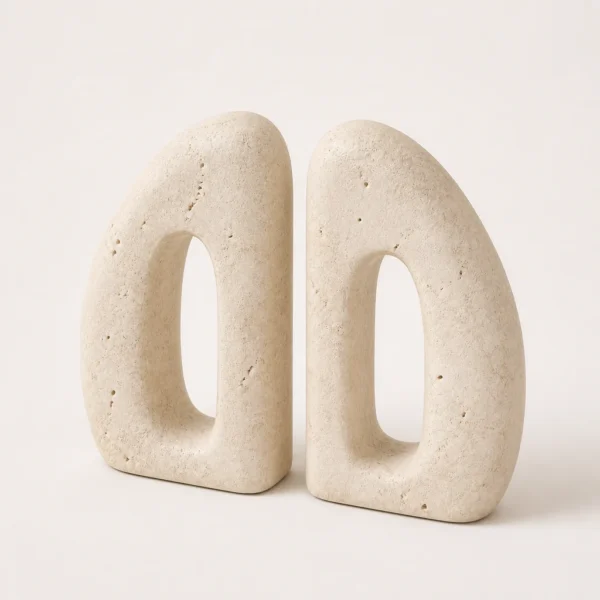 Pebble Travertine Bookends alternate view