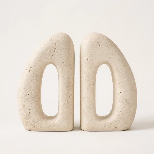 Pebble Travertine Bookends